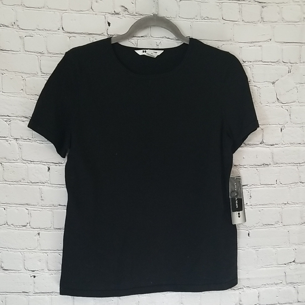 Nygard Collection womens Black Shirt Sleeve Blouse size Medium top NWT